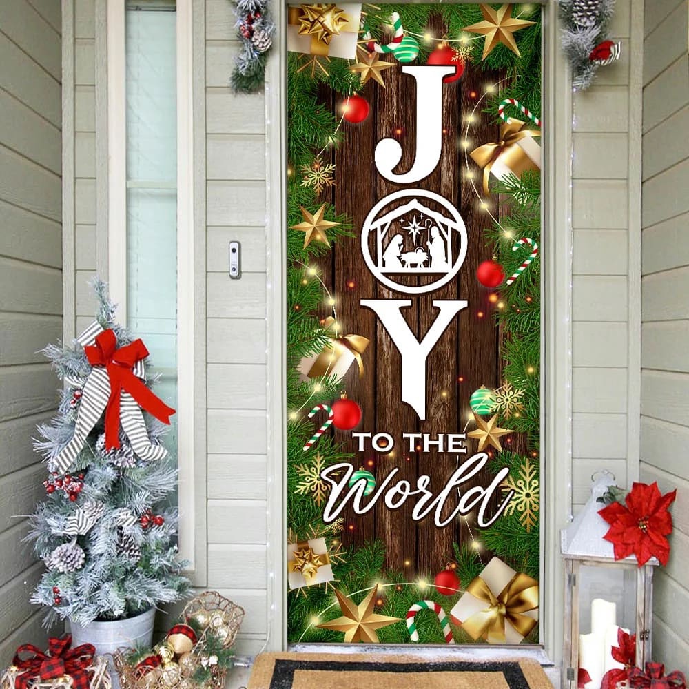 Joy To The World Christmas Door Cover, Unique Gifts Doorcover, Holiday Decor, Christmas Gift Joy To The World Christmas Door Cover, Unique Gifts Doorcover, Holiday Decor, Christmas Gift