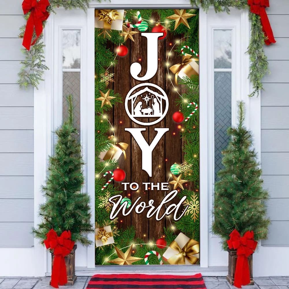 Joy To The World Christmas Door Cover, Unique Gifts Doorcover, Holiday Decor, Christmas Gift Joy To The World Christmas Door Cover, Unique Gifts Doorcover, Holiday Decor, Christmas Gift