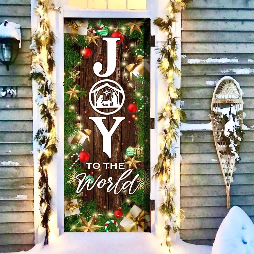 Joy To The World Christmas Door Cover, Unique Gifts Doorcover, Holiday Decor, Christmas Gift Joy To The World Christmas Door Cover, Unique Gifts Doorcover, Holiday Decor, Christmas Gift
