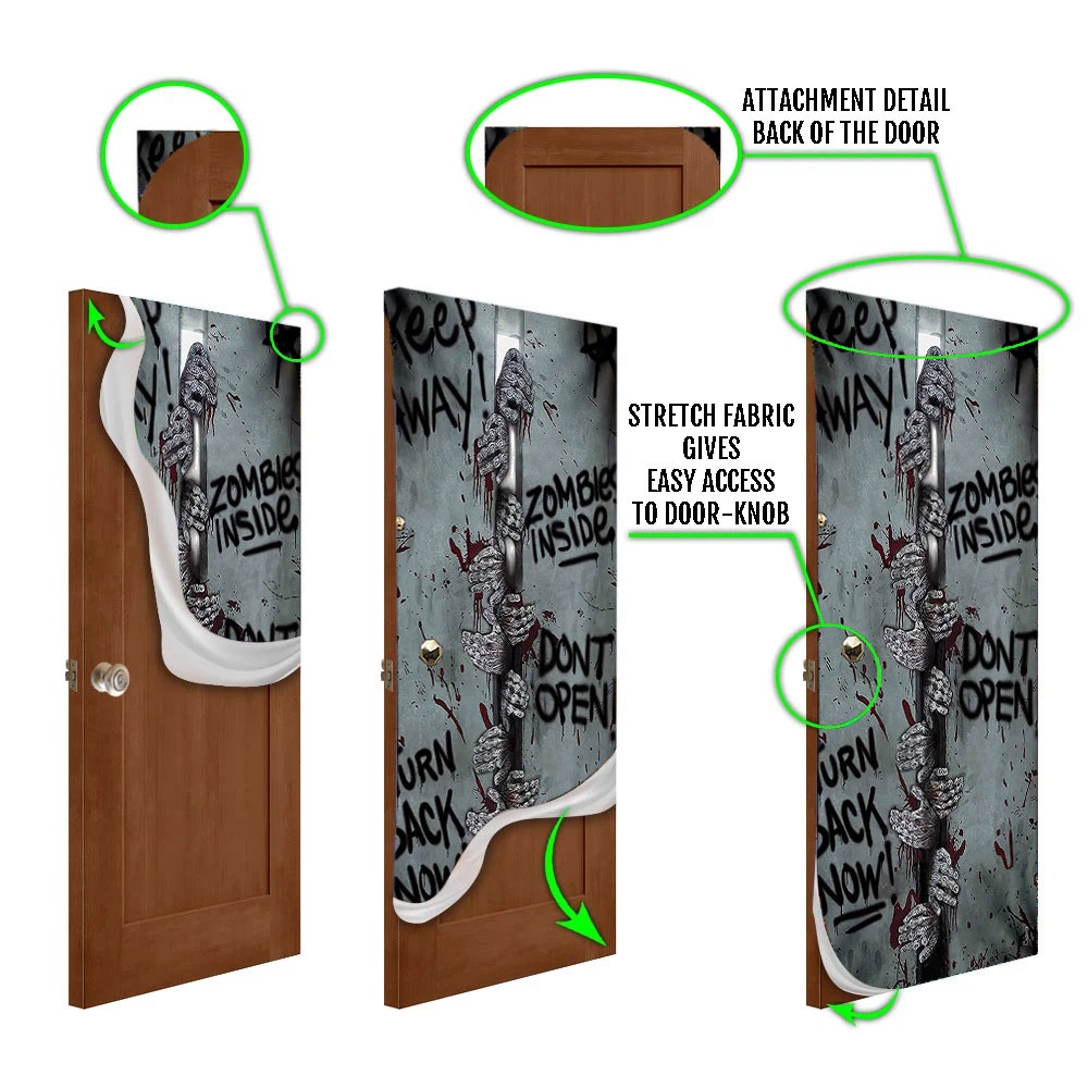 Keep Away Zombie Inside Halloween Door Cover Decorations for Front Door, Christmas Gift Keep Away Zombie Inside Halloween Door Cover Decorations for Front Door, Christmas Gift