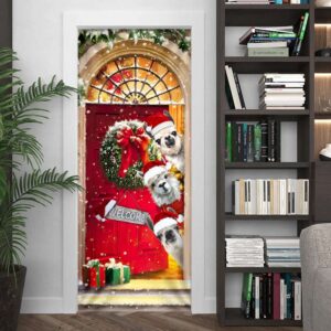 Llama Christmas Door Cover, Christmas Outdoor Decoration,…