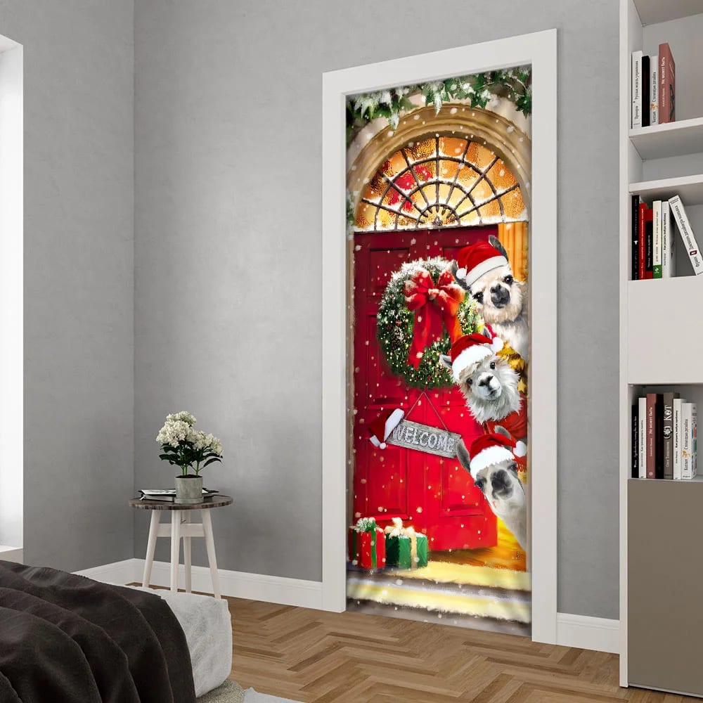 Llama Christmas Door Cover, Unique Gifts Doorcover, Christmas Gift For Friends, Christmas Gift Llama Christmas Door Cover, Unique Gifts Doorcover, Christmas Gift For Friends, Christmas Gift