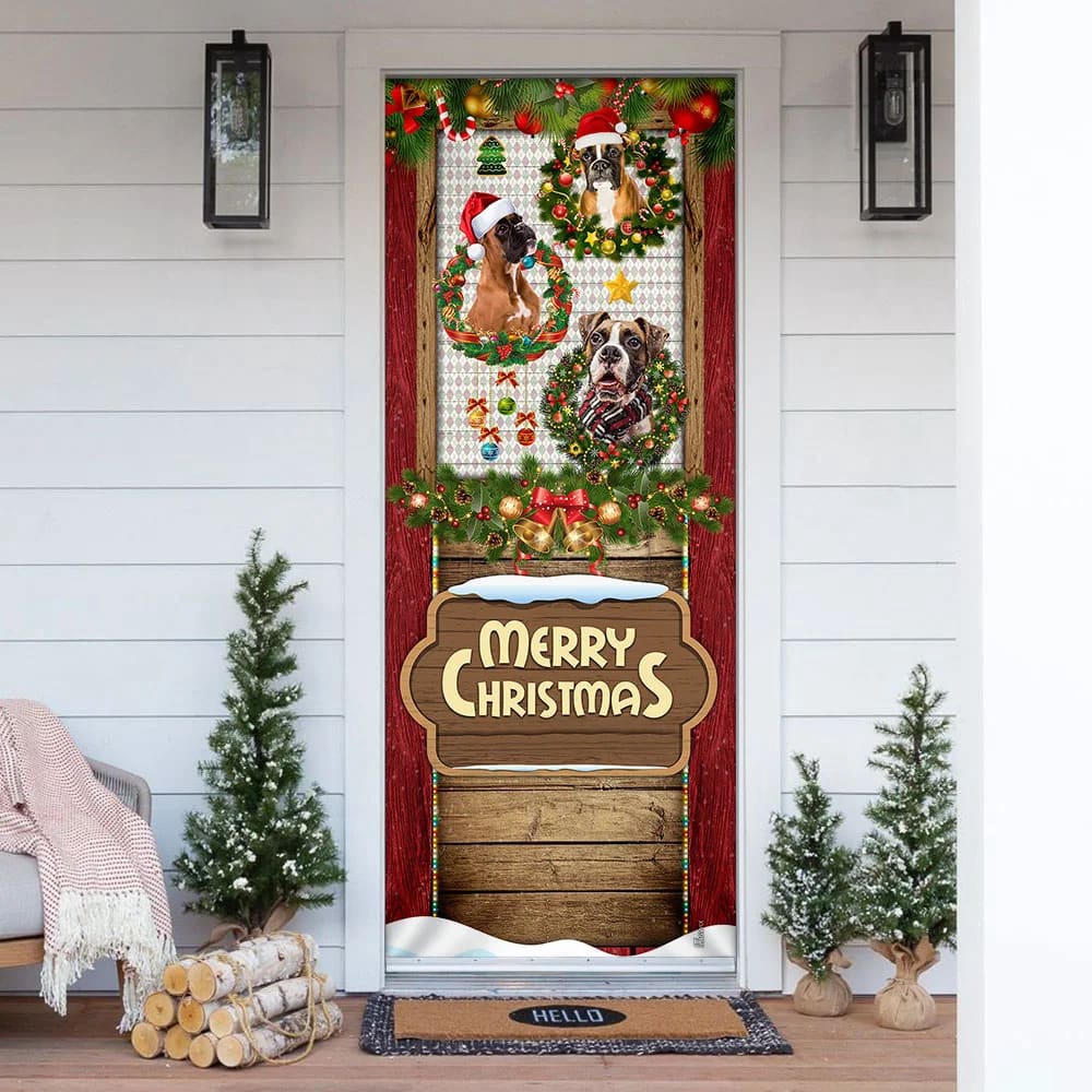 Love Boxer Dog Christmas Door Cover, Unique Gifts Doorcover, Holiday Decor, Christmas Gift Love Boxer Dog Christmas Door Cover, Unique Gifts Doorcover, Holiday Decor, Christmas Gift