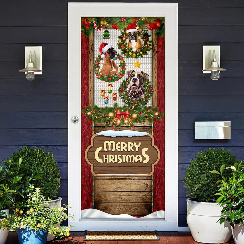 Love Boxer Dog Christmas Door Cover, Unique Gifts Doorcover, Holiday Decor, Christmas Gift Love Boxer Dog Christmas Door Cover, Unique Gifts Doorcover, Holiday Decor, Christmas Gift