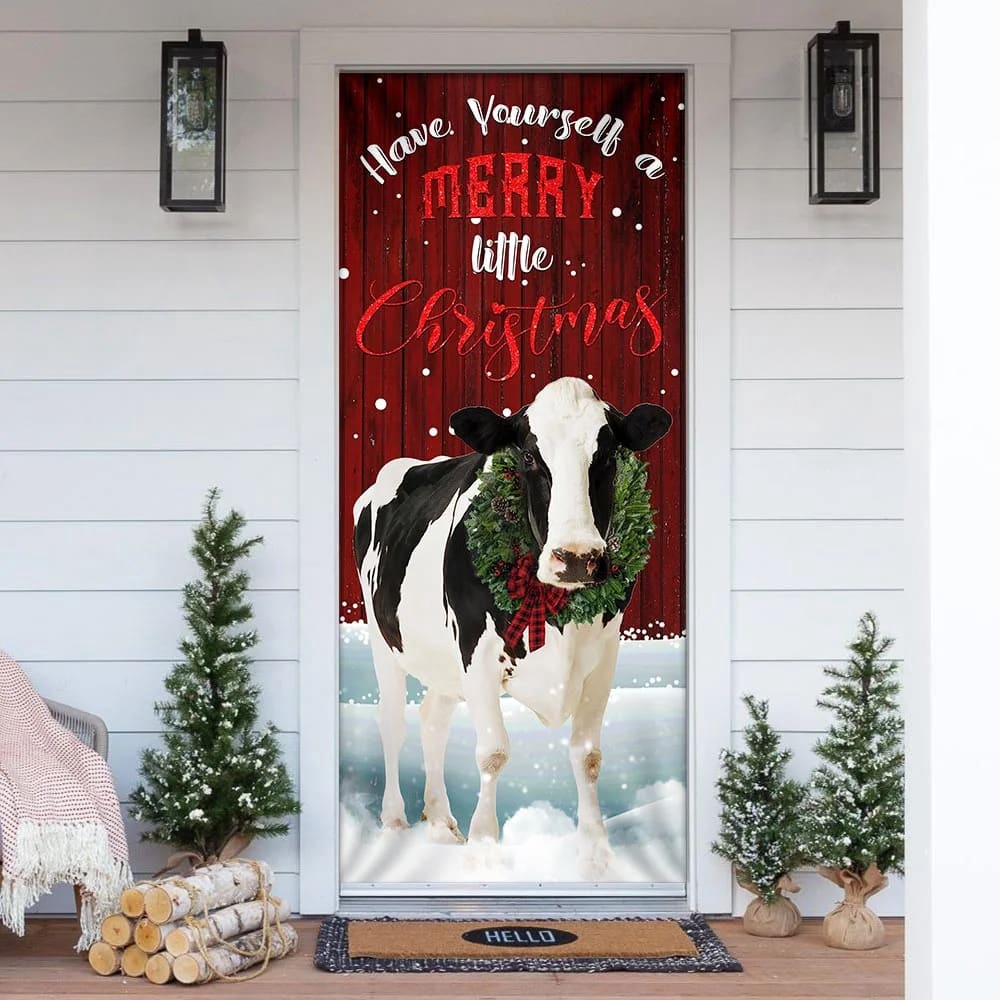 Merrry Christmas Cattle Door Cover, Unique Gifts Doorcover, Holiday Decor, Christmas Gift Merrry Christmas Cattle Door Cover, Unique Gifts Doorcover, Holiday Decor, Christmas Gift