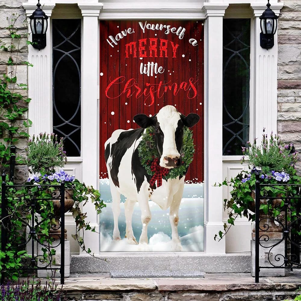 Merrry Christmas Cattle Door Cover, Unique Gifts Doorcover, Holiday Decor, Christmas Gift Merrry Christmas Cattle Door Cover, Unique Gifts Doorcover, Holiday Decor, Christmas Gift