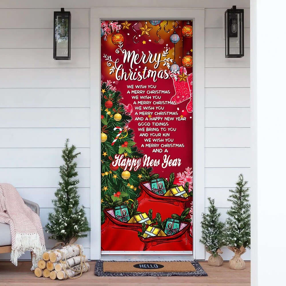 Merry Christmas And Happy New Year Door Cover, Light Pray Door Cover, Unique Gifts Doorcover, Christmas Gift Merry Christmas And Happy New Year Door Cover, Light Pray Door Cover, Unique Gifts Doorcover, Christmas Gift