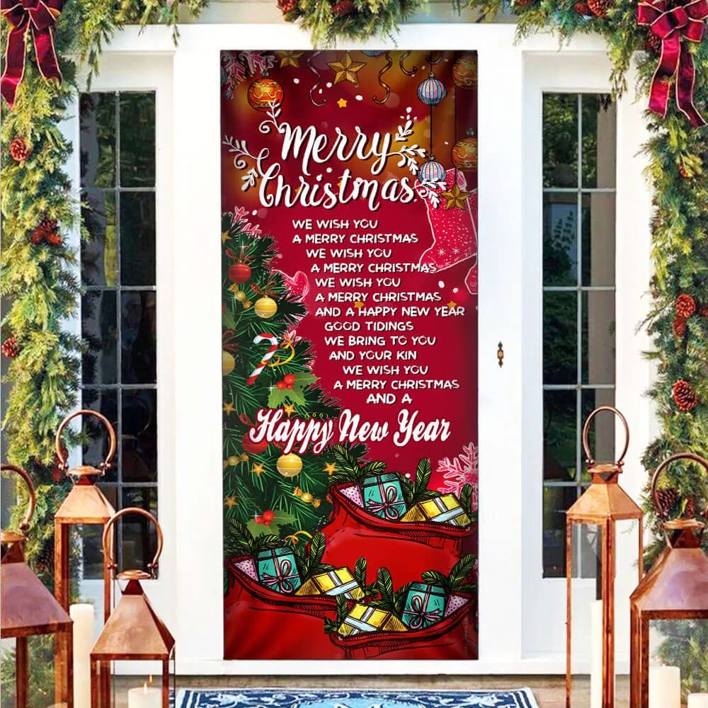 Merry Christmas And Happy New Year Door Cover, Light Pray Door Cover, Unique Gifts Doorcover, Christmas Gift Merry Christmas And Happy New Year Door Cover, Light Pray Door Cover, Unique Gifts Doorcover, Christmas Gift