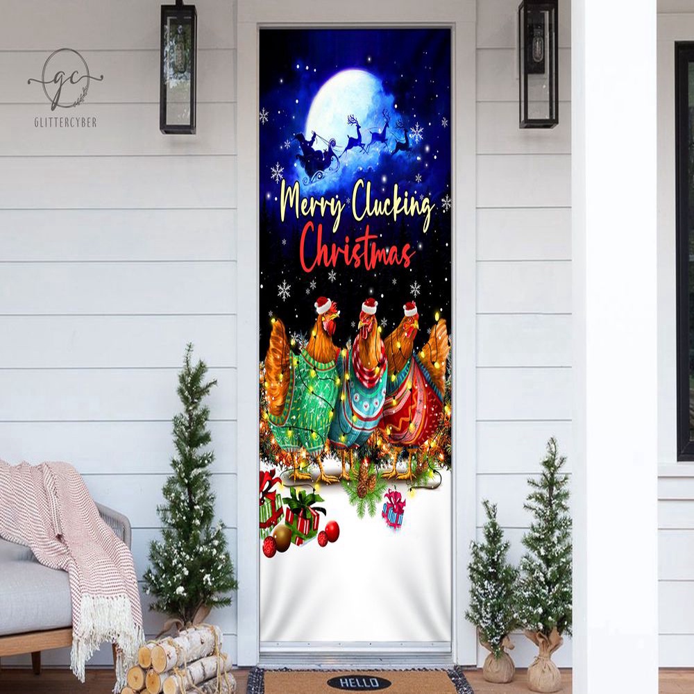 Merry Clucking Christmas Door Cover, Christmas Chicken Door Covers, Gifts For Christmas, Christmas Gift