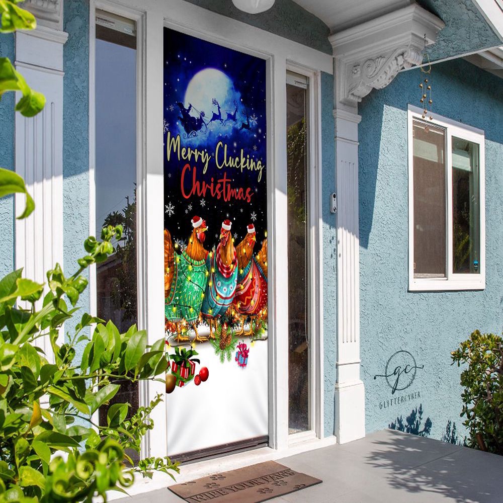 Merry Clucking Christmas Door Cover, Christmas Chicken Door Covers, Gifts For Christmas, Christmas Gift