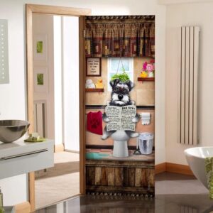 Miniature Schnauzer Puppy Sitting On A Toilet…