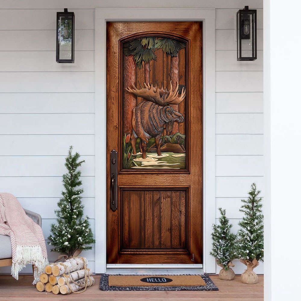 Moose Door Cover, Xmas Gifts For Pet Lovers, Christmas Gift For Decor, Christmas Gift