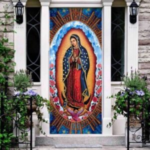 Mother Mary Roses Door Cover Elegant Floral…