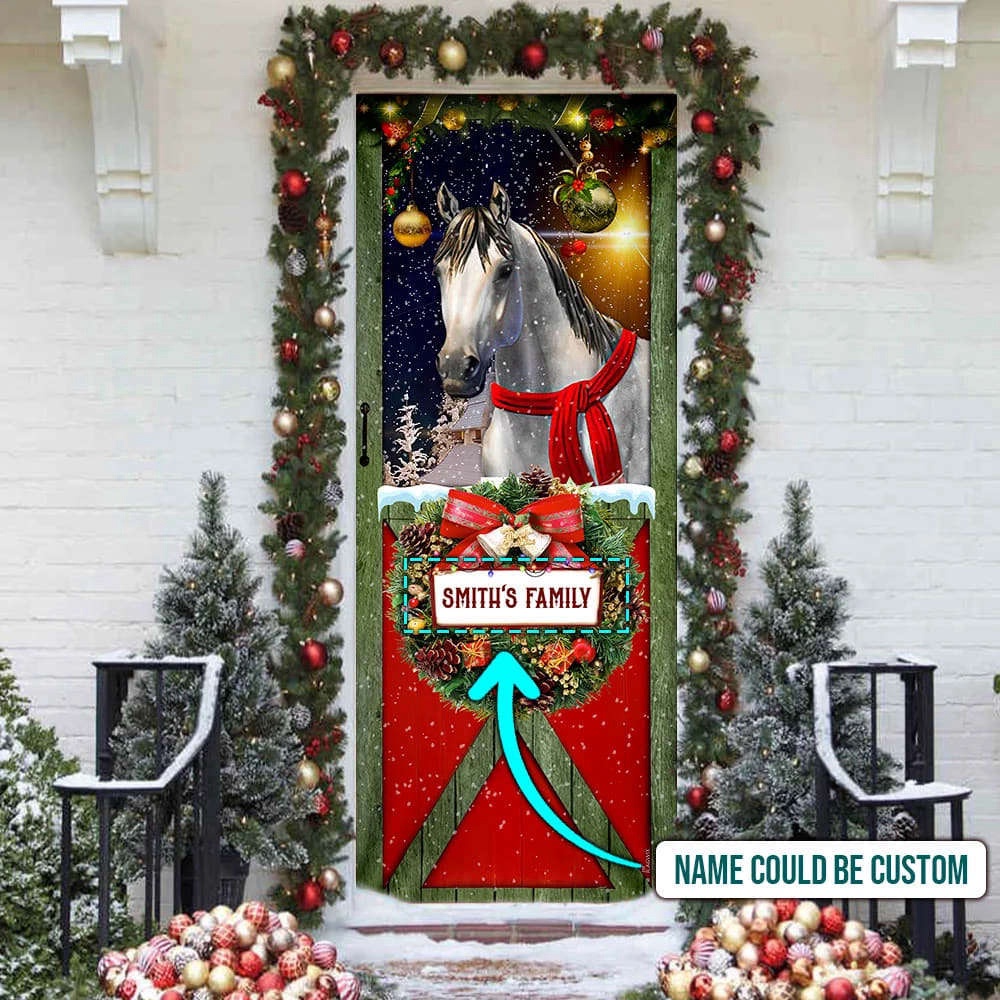 Personalized Christmas Horse Door Cover, Christmas Outdoor Decoration, Religious Door Decorations, Christmas Gift Personalized Christmas Horse Door Cover, Christmas Outdoor Decoration, Religious Door Decorations, Christmas Gift