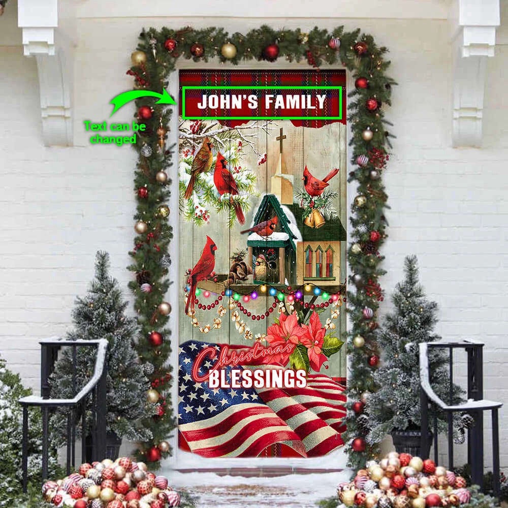 Personalized Family Christmas Blessings Home Door Cover, Xmas Gifts For Pet Lovers, Christmas Gift Personalized Family Christmas Blessings Home Door Cover, Xmas Gifts For Pet Lovers, Christmas Gift