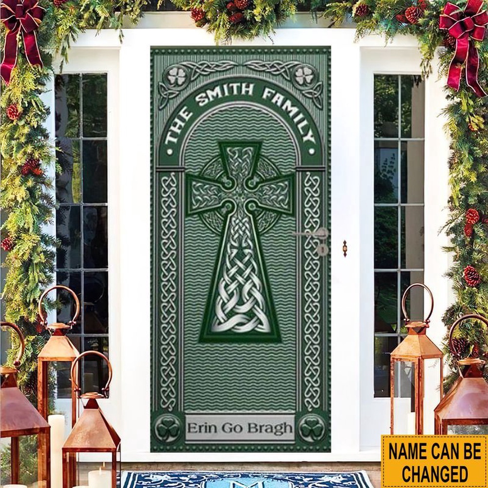 Personalized Name Irish Door Cover Celtic Cross Erin Go Bragh St Patricks Day Gift, Christmas Gift Personalized Name Irish Door Cover Celtic Cross Erin Go Bragh St Patricks Day Gift, Christmas Gift