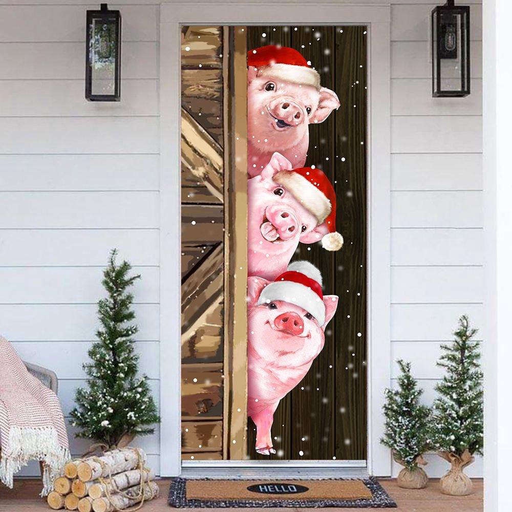 Pig Christmas Door Cover Christmas Gift Home Decor, Christmas Gift Pig Christmas Door Cover Christmas Gift Home Decor, Christmas Gift