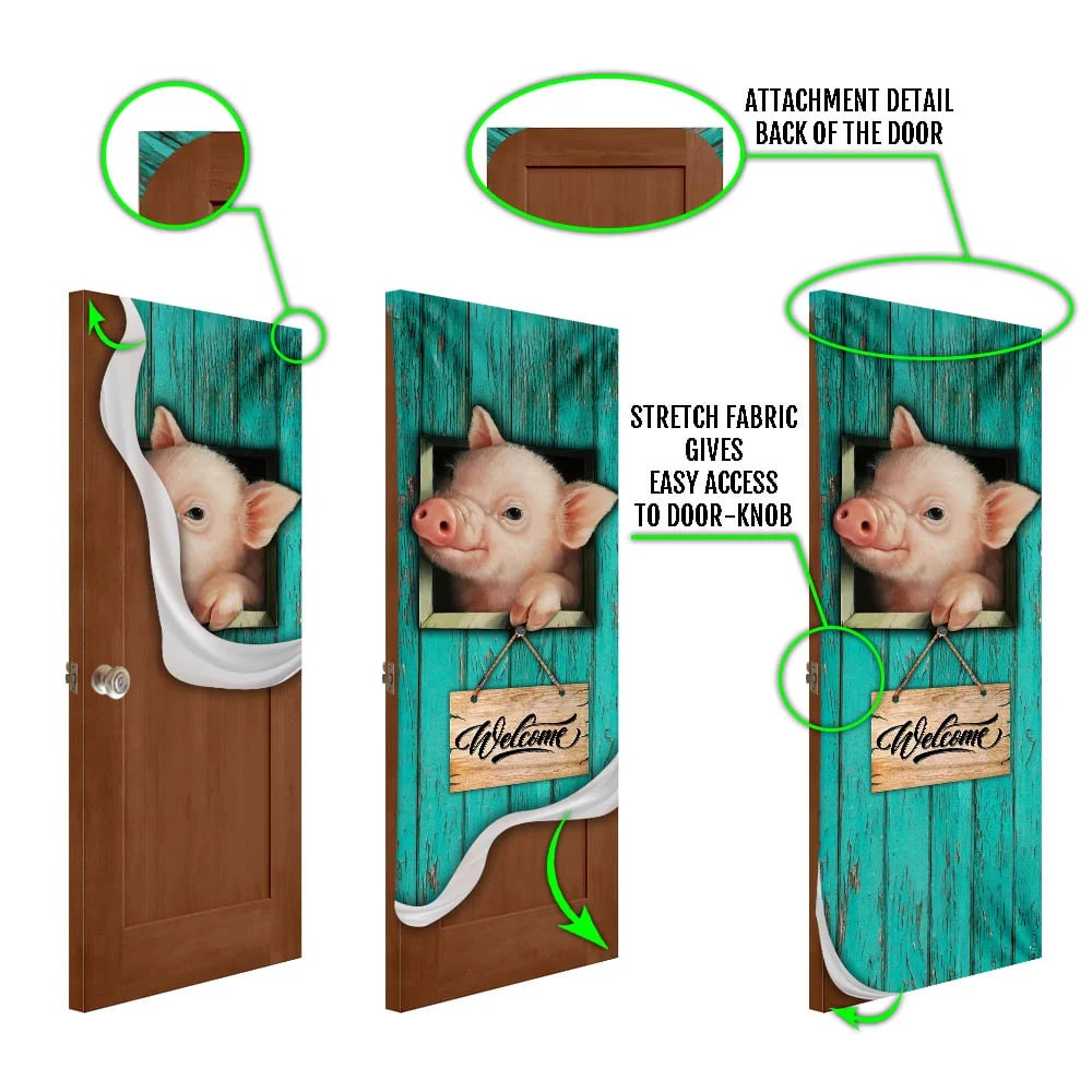 Pig Welcome Door Cover, Unique Gifts Doorcover, Christmas Gift For Friends, Christmas Gift Pig Welcome Door Cover, Unique Gifts Doorcover, Christmas Gift For Friends, Christmas Gift