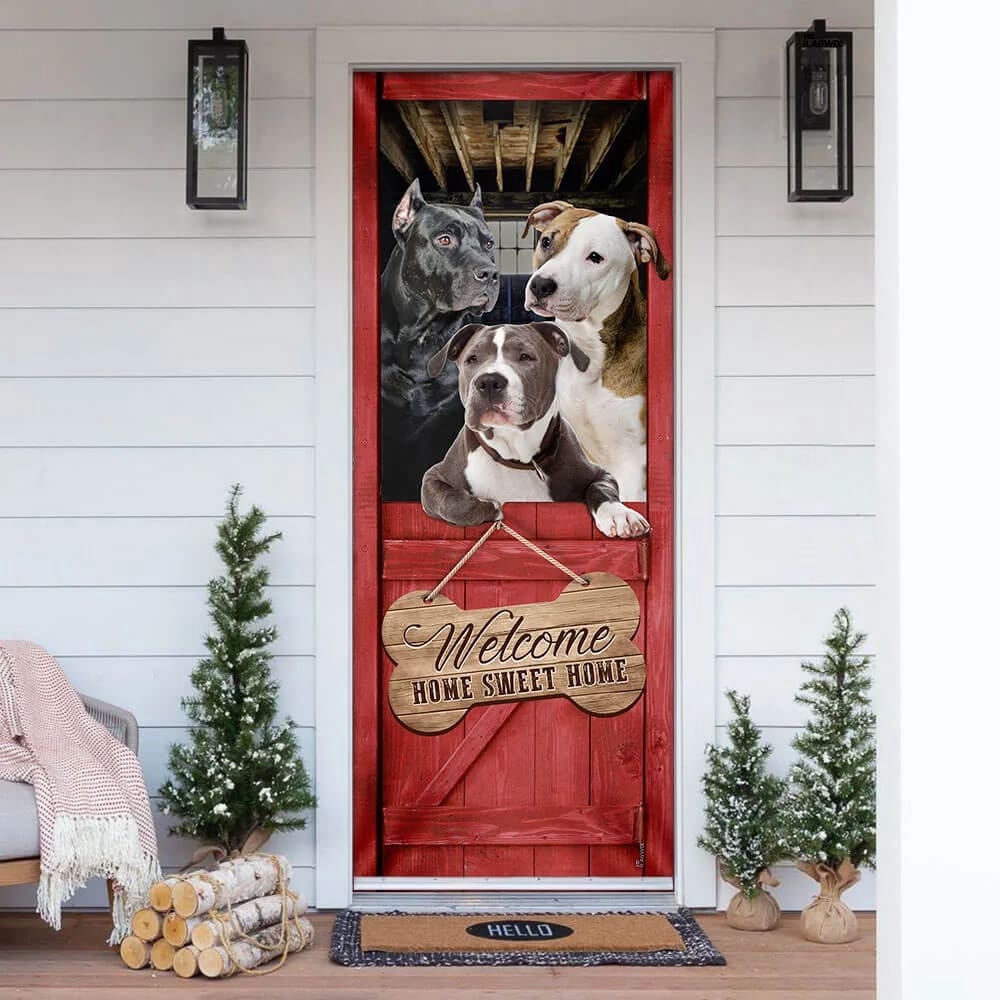 Pit Bull Home Sweet Home Door Cover, Xmas Outdoor Decoration, Gifts For Dog Lovers, Christmas Gift Pit Bull Home Sweet Home Door Cover, Xmas Outdoor Decoration, Gifts For Dog Lovers, Christmas Gift