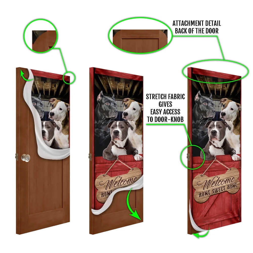 Pit Bull Home Sweet Home Door Cover, Xmas Outdoor Decoration, Gifts For Dog Lovers, Christmas Gift Pit Bull Home Sweet Home Door Cover, Xmas Outdoor Decoration, Gifts For Dog Lovers, Christmas Gift