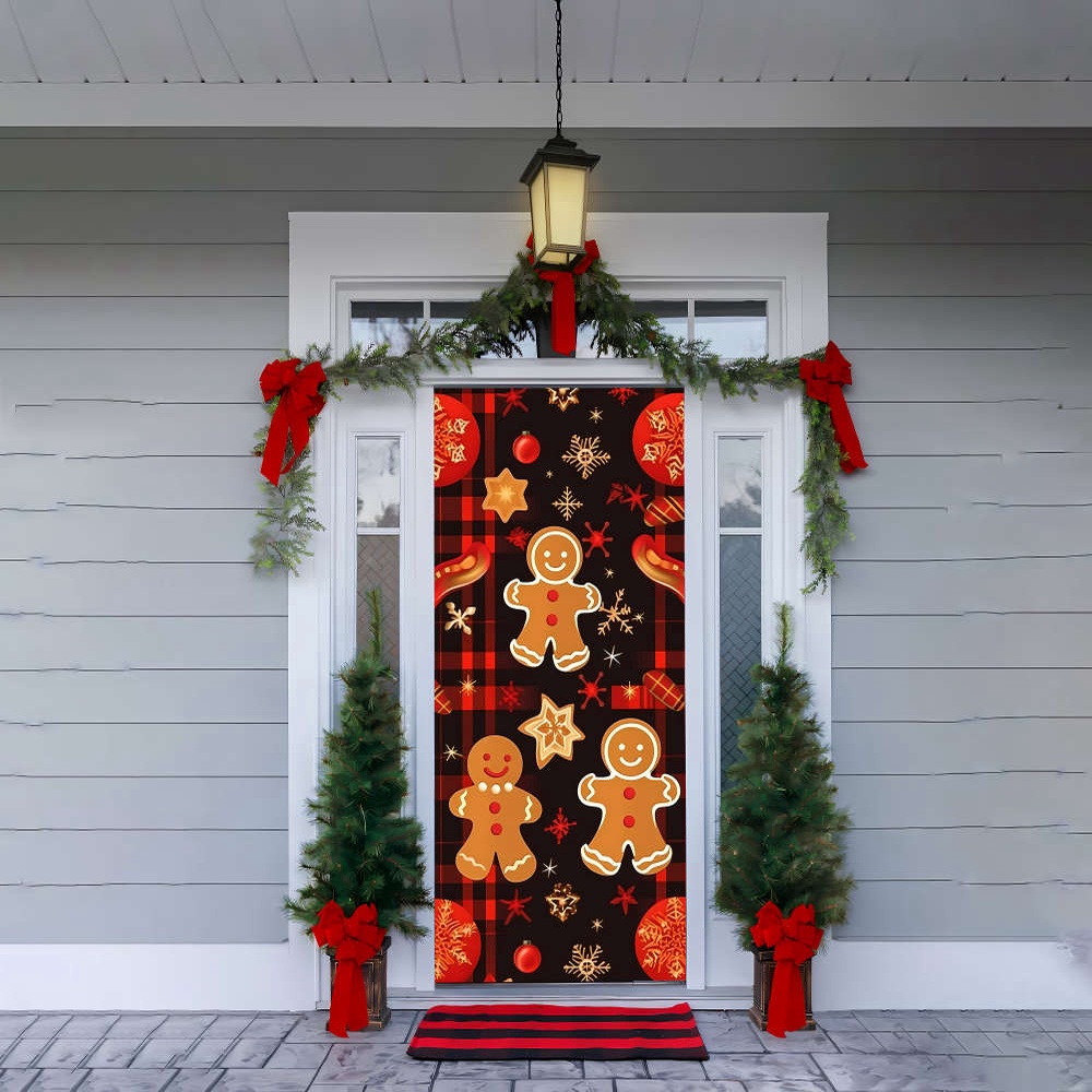 Plaid Christmas Door Cover, Christmas Door Covers, Best Gift For Christmas, Christmas Gift Plaid Christmas Door Cover, Christmas Door Covers, Best Gift For Christmas, Christmas Gift