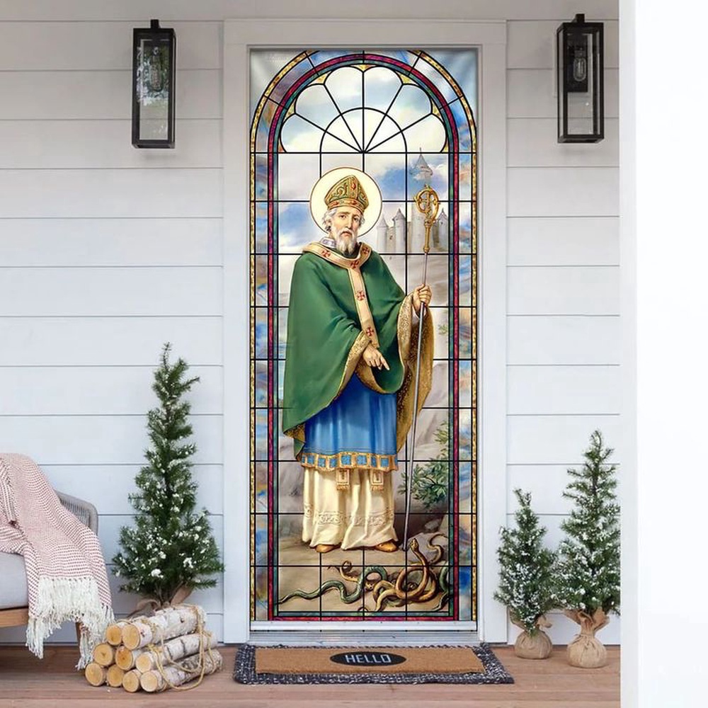 Saint Patrick Door Cover St Patrick God Christianity Paddy Day Gifts, Christmas Gift Saint Patrick Door Cover St Patrick God Christianity Paddy Day Gifts, Christmas Gift