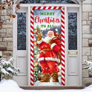 Santa Claus Christmas Door Cover, Merry Christmas…