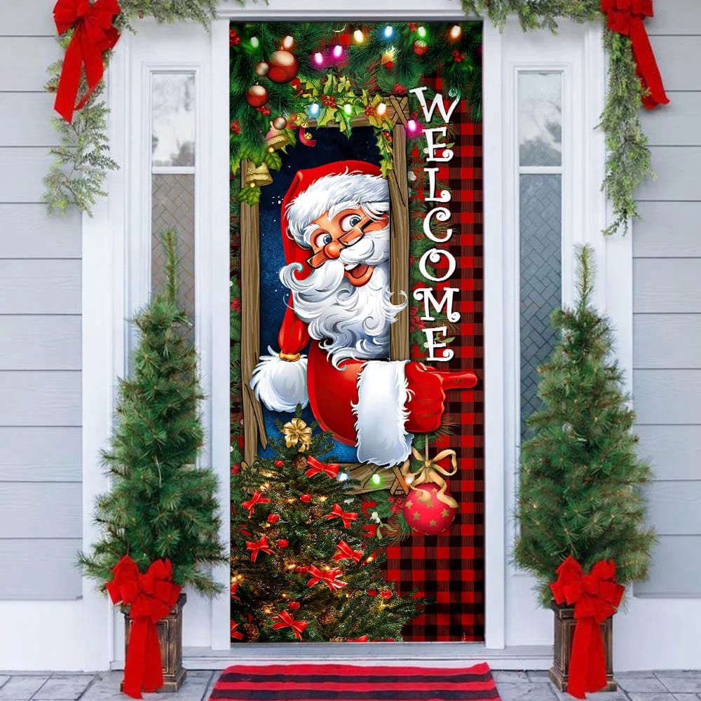 Santa Claus Christmas Is Coming Door Cover, Christmas Gift For Friends, Christmas Gift Santa Claus Christmas Is Coming Door Cover, Christmas Gift For Friends, Christmas Gift