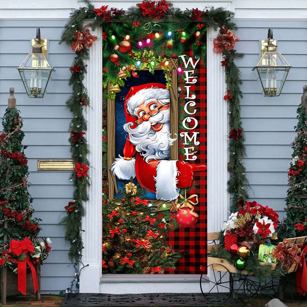 Santa Claus Christmas Is Coming Door Cover, Christmas Gift For Friends, Christmas Gift Santa Claus Christmas Is Coming Door Cover, Christmas Gift For Friends, Christmas Gift