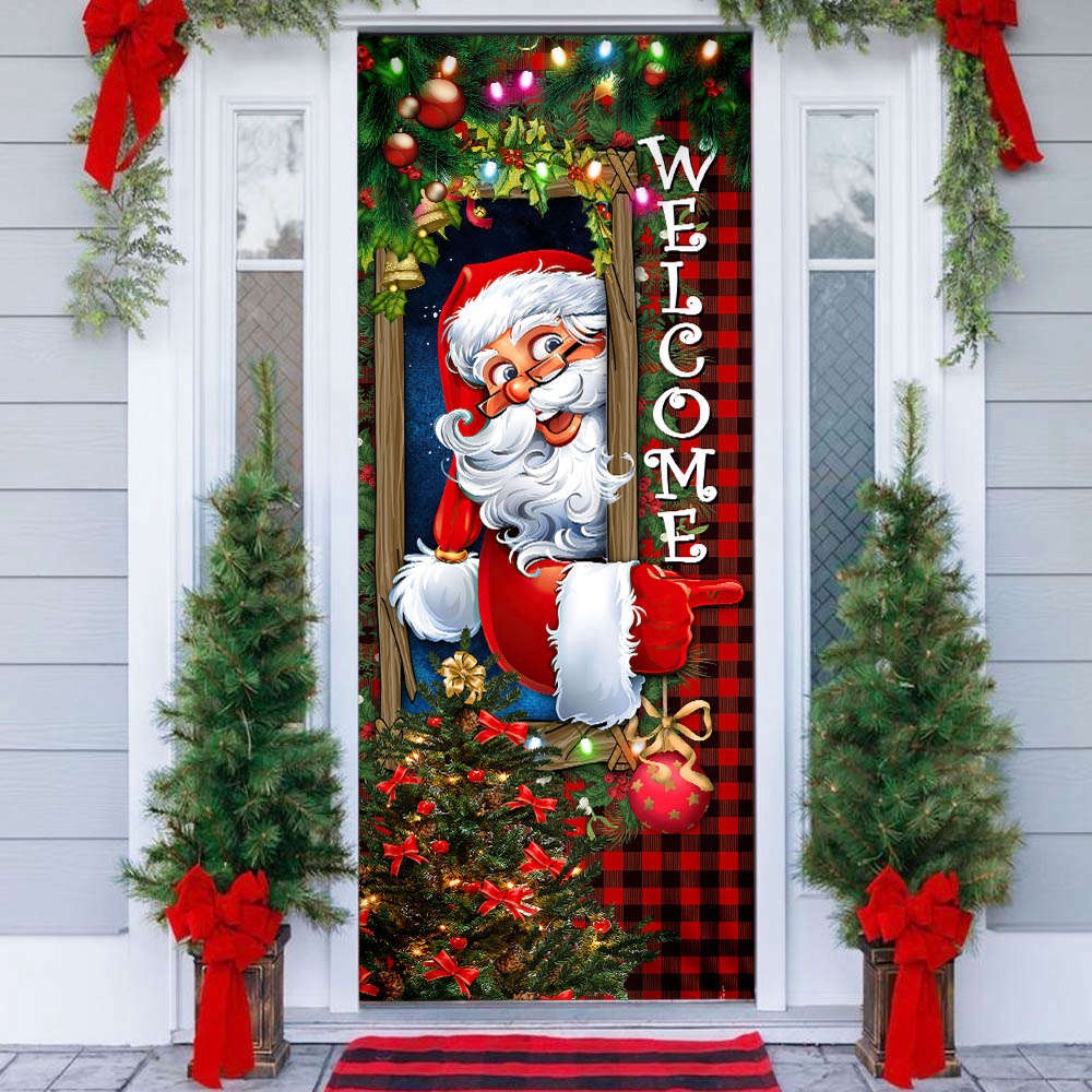 Santa Claus Christmas Is Coming Merry Christmas Door Cover, Gift For Christmas, Christmas Gift