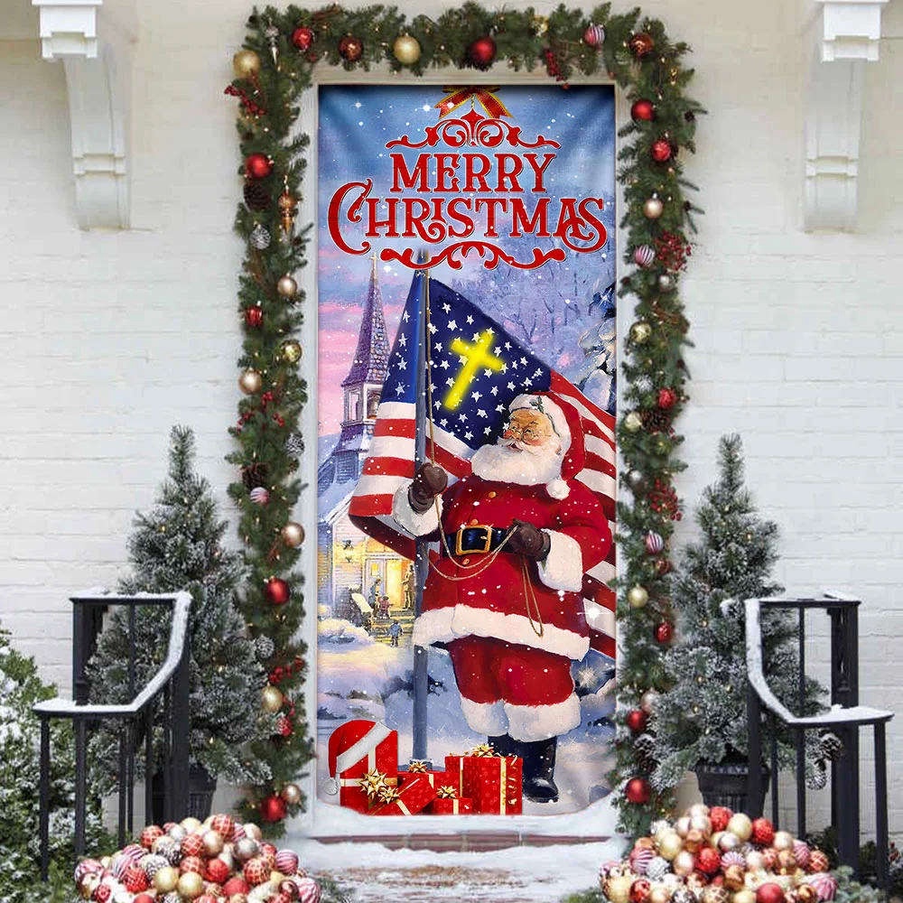 Santa Claus Merry Christmas Door Cover, Gift For Christmas, Christmas Gift