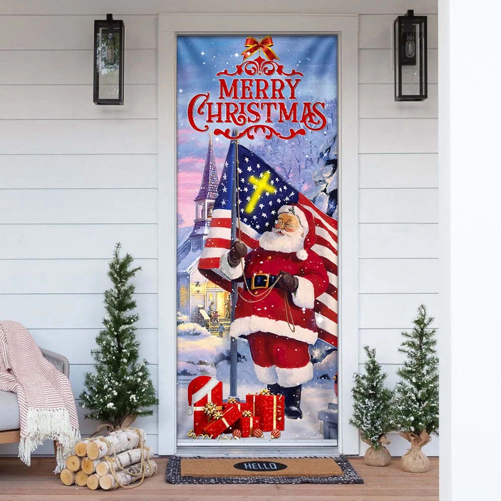 Santa Claus Merry Christmas Door Cover, Gift For Christmas, Christmas Gift