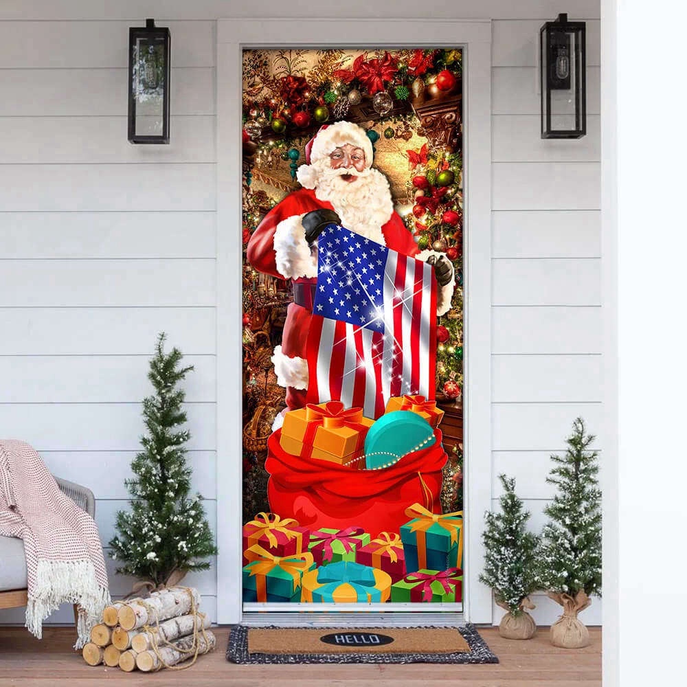 Santa Laughing Door Cover, American Christmas Door Cover, Christmas Outdoor Decoration, Christmas Gift Santa Laughing Door Cover, American Christmas Door Cover, Christmas Outdoor Decoration, Christmas Gift