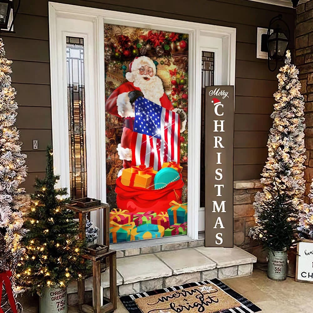 Santa Laughing Door Cover, American Christmas Door Cover, Unique Gifts Doorcover, Christmas Gift Santa Laughing Door Cover, American Christmas Door Cover, Unique Gifts Doorcover, Christmas Gift