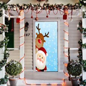 Santa and Reindeer Door Decoration, Christmas Door…