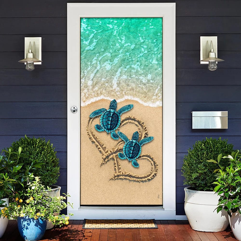 Sea Turtle Beach Door Cover, Unique Gifts Doorcover, Christmas Gift For Friends, Christmas Gift Sea Turtle Beach Door Cover, Unique Gifts Doorcover, Christmas Gift For Friends, Christmas Gift
