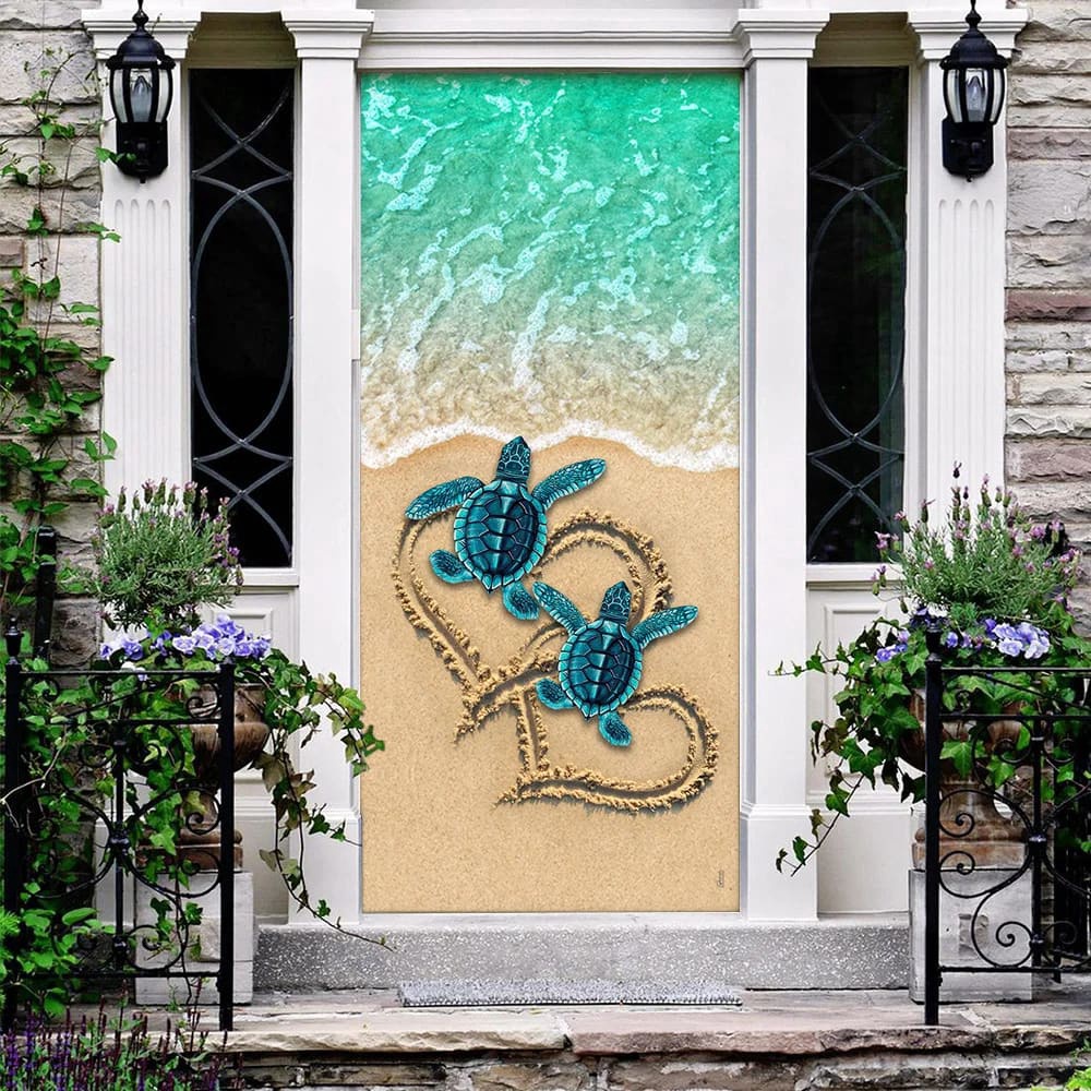 Sea Turtle Beach Door Cover, Unique Gifts Doorcover, Christmas Gift For Friends, Christmas Gift Sea Turtle Beach Door Cover, Unique Gifts Doorcover, Christmas Gift For Friends, Christmas Gift