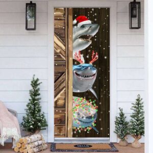 Shark Christmas Door Cover Funny Christmas Door…