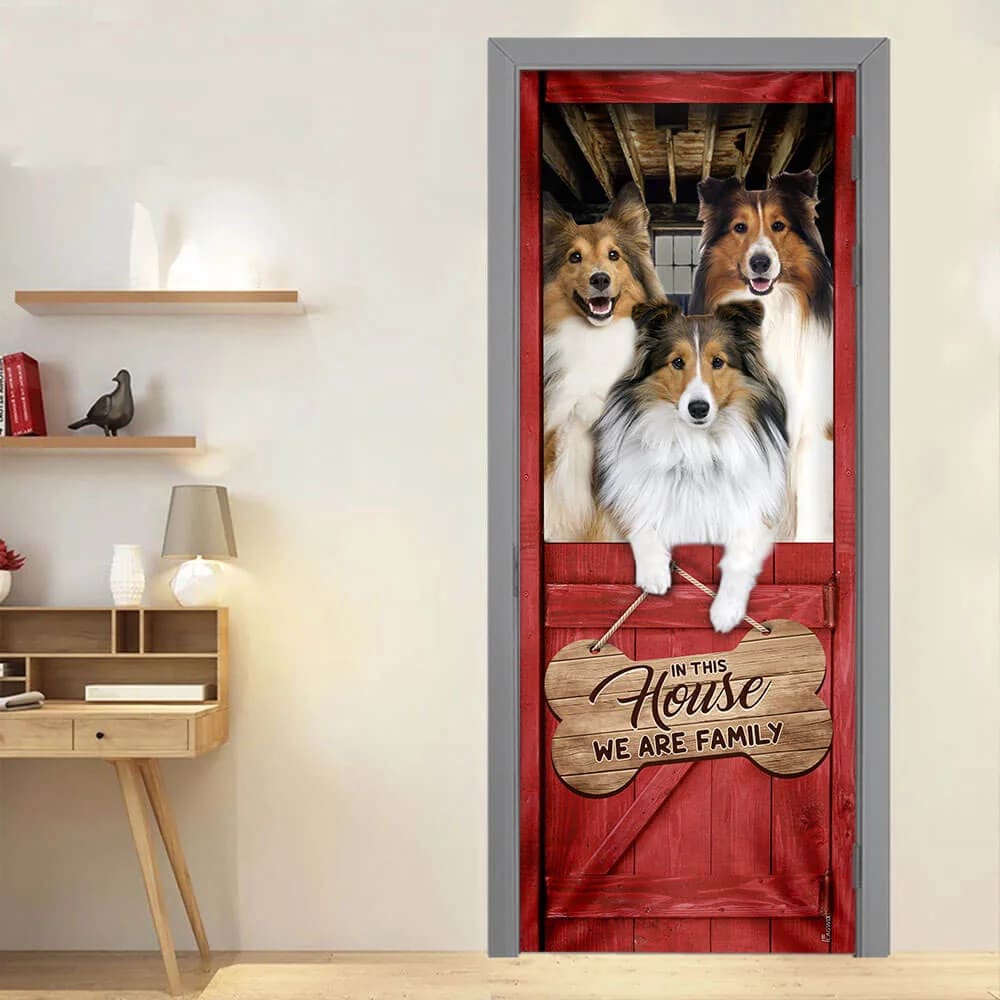 Shetland Sheepdog Sheltie We Are Family Door Cover, Xmas Outdoor Decoration, Gifts For Dog Lovers, Christmas Gift Shetland Sheepdog Sheltie We Are Family Door Cover, Xmas Outdoor Decoration, Gifts For Dog Lovers, Christmas Gift