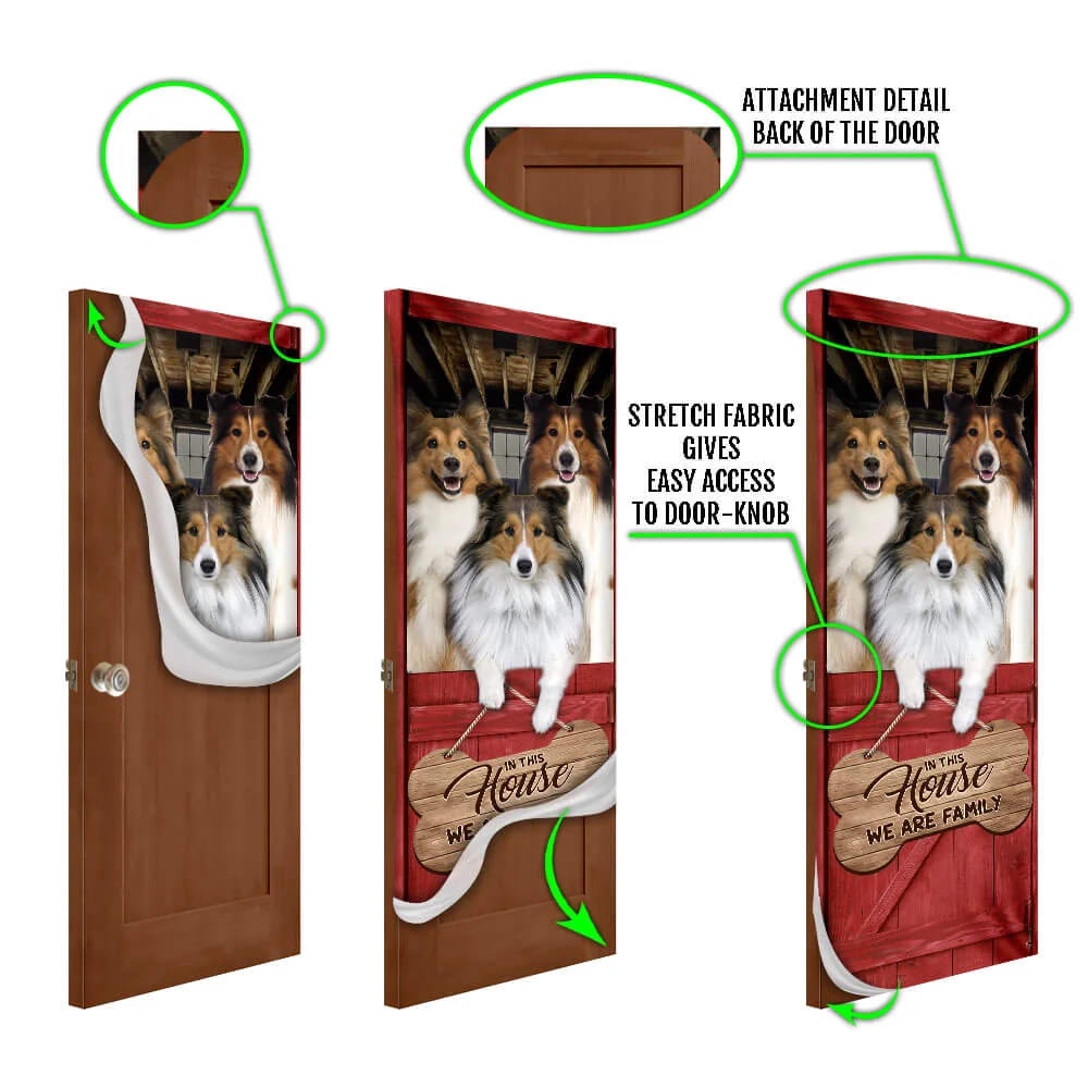Shetland Sheepdog Sheltie We Are Family Door Cover, Xmas Outdoor Decoration, Gifts For Dog Lovers, Christmas Gift Shetland Sheepdog Sheltie We Are Family Door Cover, Xmas Outdoor Decoration, Gifts For Dog Lovers, Christmas Gift