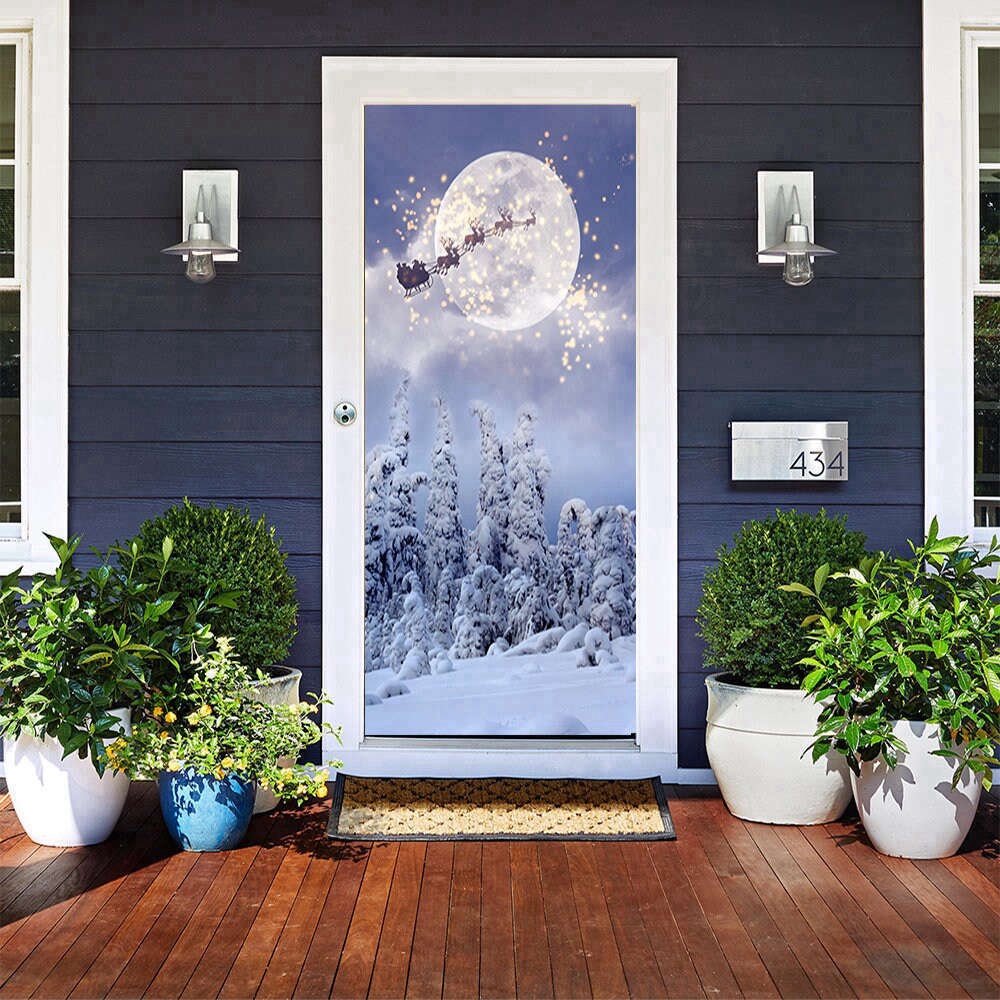 Sleigh Ride Door Cover, Christmas Door Covers, Christmas Gift For Family, Christmas Gift