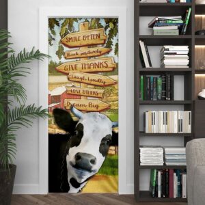 Smile Often Think Positively Laugh Loudly Cow Door Cover Unique Gifts Doorcover Christmas Gift 3 jwb5nz.jpg