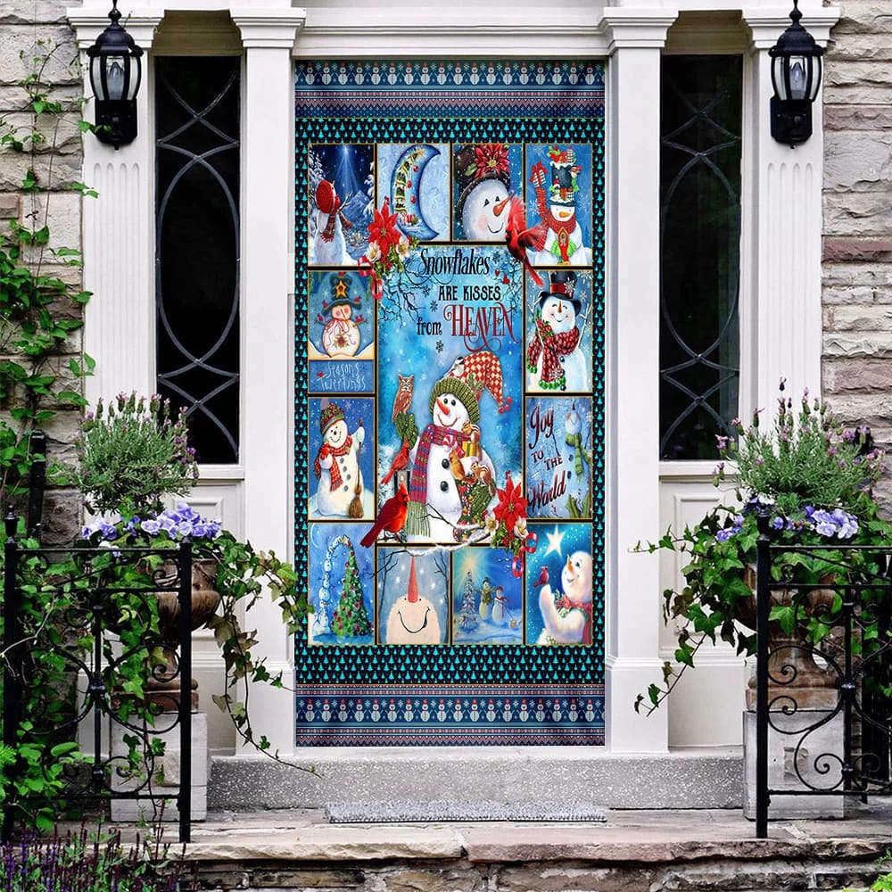 Snowflakes Are Kisses From Heaven Door Cover, Gift For Christmas, Christmas Gift Snowflakes Are Kisses From Heaven Door Cover, Gift For Christmas, Christmas Gift