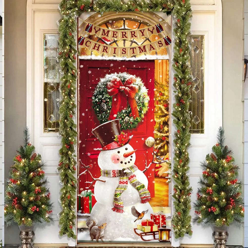 Snowman Christmas Door Cover, Home Decor, Gift For Christmas, Christmas Gift