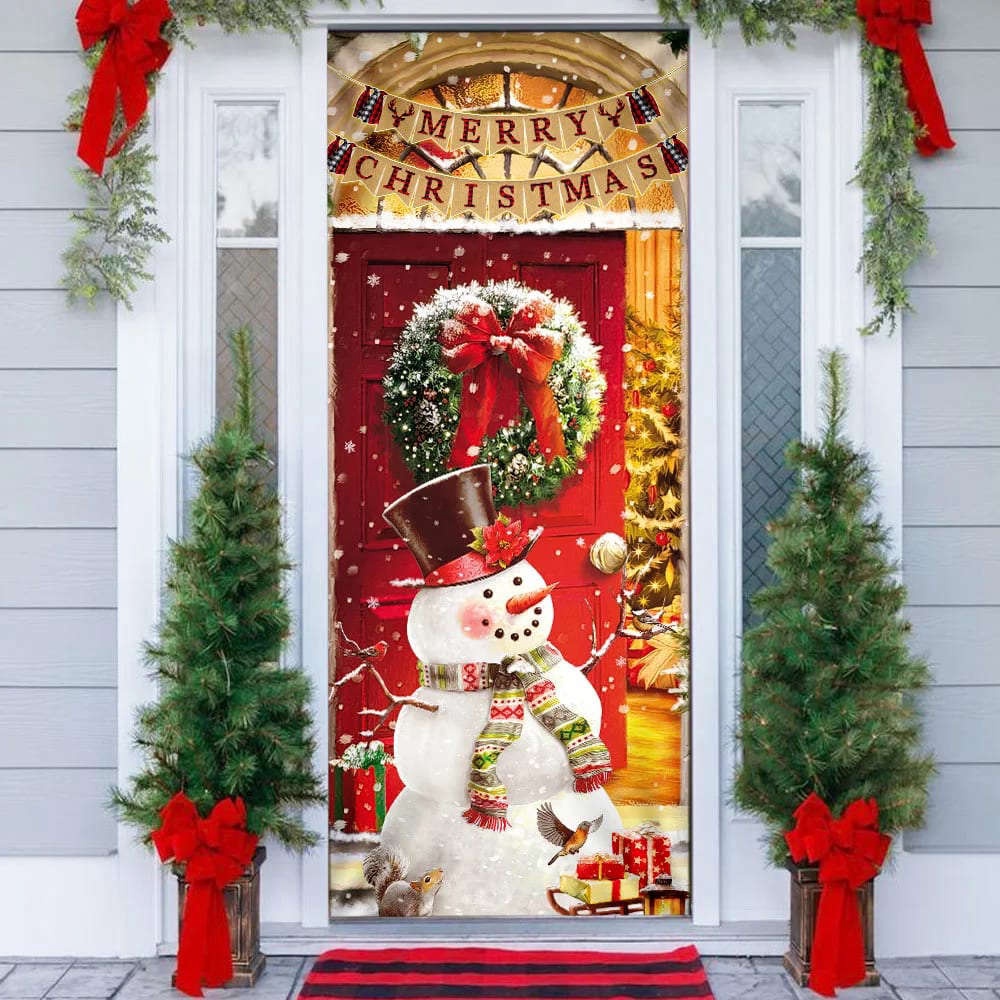 Snowman Christmas Door Cover, Home Decor, Gift For Christmas, Christmas Gift