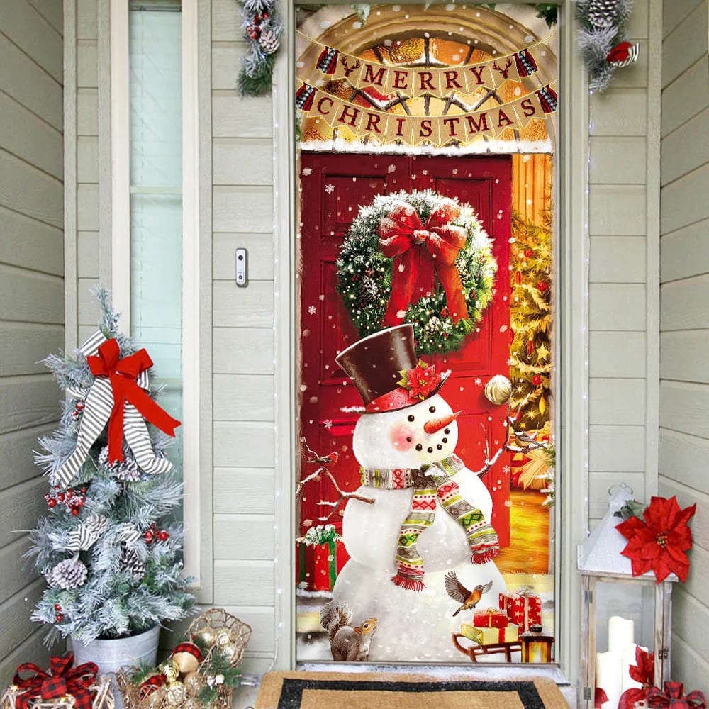 Snowman Christmas Door Cover, Home Decor, Gift For Christmas, Christmas Gift