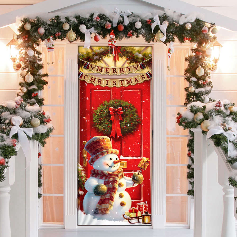 Snowman Christmas Door cover Home Decor, Best Gift For Christmas, Christmas Gift
