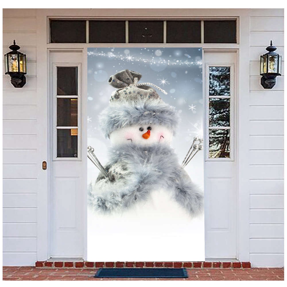 Snowman Door Cover For Christmas Decor, Holiday Front Door Cover, Gift For Family, Christmas Gift