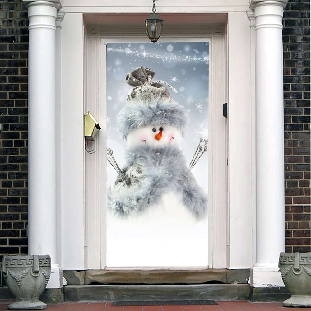Snowman Door Cover For Christmas Decor, Holiday Front Door Cover, Gift For Family, Christmas Gift
