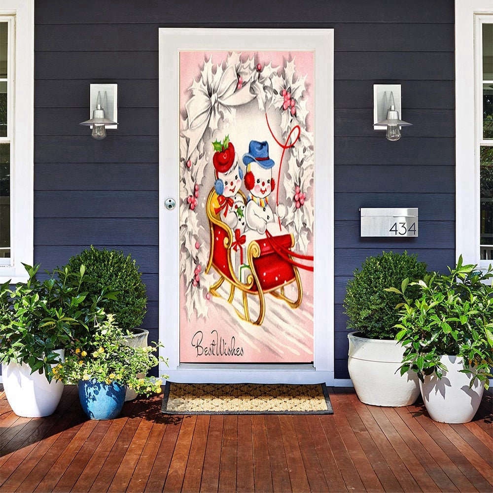 Snowman Sleigh Ride Door Cover, Christmas Door Covers, Christmas Gift For Family, Christmas Gift Snowman Sleigh Ride Door Cover, Christmas Door Covers, Christmas Gift For Family, Christmas Gift